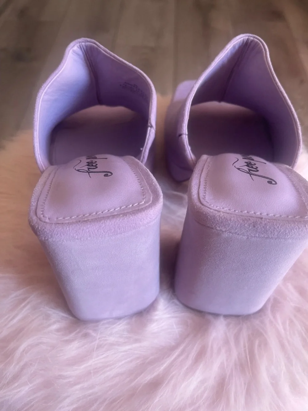 Free People Lilac Suede Platform Mule Heels